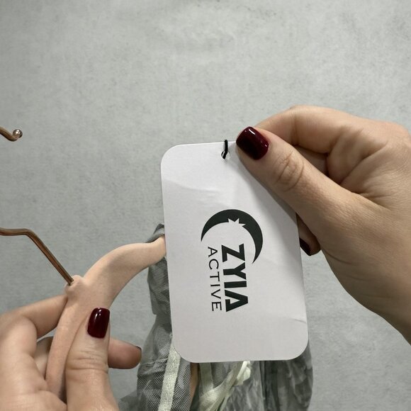 ZYIA Active Jacket Womens Large Sage Camo Light Bomber Hooded Zip Nylon Mesh - Picture 3 of 10